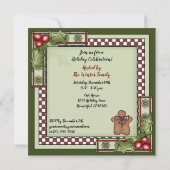 かわいいジンジャーブレッドマンとホリークリスマスパーティー 招待状 (裏面)