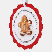 かわいいジンジャーブレッドマンと写真ハッピーホリデー オーナメントカード (左)