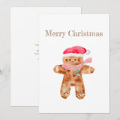 かわいいジンジャーブレッドマンのクリスマスカード 招待状 (正面/裏面)