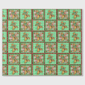 かわいいジンジャーブレッドマンはクリスマスのギフト用包装紙を修繕します ラッピングペーパー (フラット)