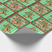 かわいいジンジャーブレッドマンはクリスマスのギフト用包装紙を修繕します ラッピングペーパー (角)