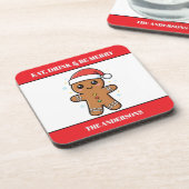 かわいいジンジャーブレッドマンカスタムクリスマス コースター (左側)