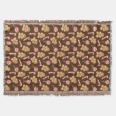 かわいいジンジャーブレッドマンキャンディカネスホリデーパターン スローブランケット (正面)