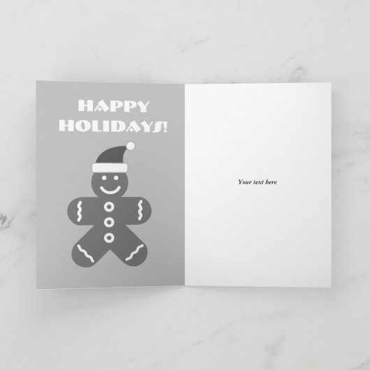 かわいいジンジャーブレッドマンクッキーのクリスマスグリーティング シーズンカード (内部)