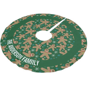 かわいいジンジャーブレッドマンクッキークリスマスパターン ブラッシュドポリエステルツリースカート