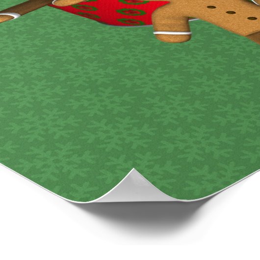 かわいいジンジャーブレッドマンクッキークリスマスホリデー ポスター (角)