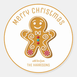 かわいいジンジャーブレッドマンクッキークリスマス ラウンドシール