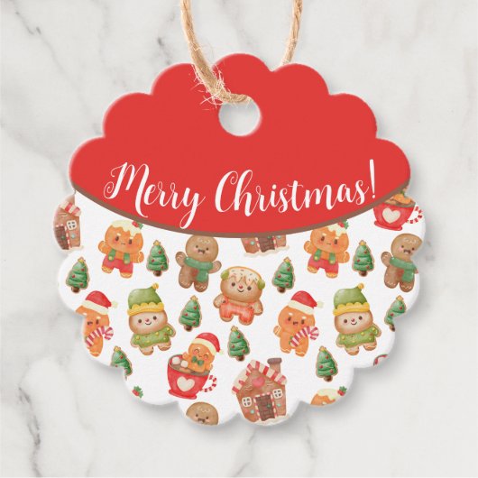 かわいいジンジャーブレッドマンクッキーズクリスマスホリデー フェイバータグ (正面)