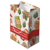 かわいいジンジャーブレッドマンクッキーズクリスマスホリデー ミディアムペーパーバッグ (裏面アングル)