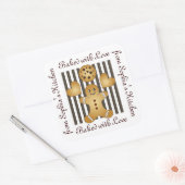 かわいいジンジャーブレッドマンクッキーホームメイドラベル スクエアシール (封筒)