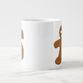 かわいいジンジャーブレッドマンクッキーモノグラムクリスマス ジャンボコーヒーマグカップ (正面)