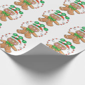 かわいいジンジャーブレッドマンクリスマスクッキー喜び ラッピングペーパー (角)