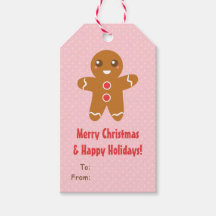 かわいいジンジャーブレッドマンクリスマスピンクギフトラベル