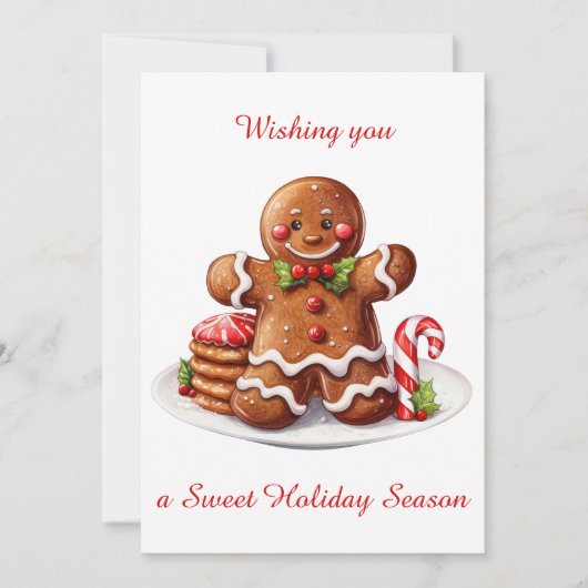 かわいいジンジャーブレッドマンクリスマスフラットホリデーカード シーズンカード (正面)
