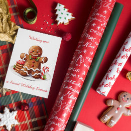 かわいいジンジャーブレッドマンクリスマスフラットホリデーカード シーズンカード