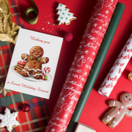 かわいいジンジャーブレッドマンクリスマスフラットホリデーカード シーズンカード