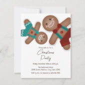 かわいいジンジャーブレッドマンクリスマスホリデーパーティー 招待状 (正面)