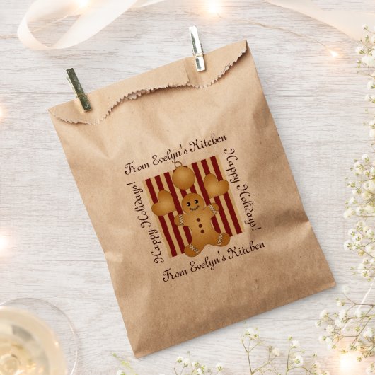 かわいいジンジャーブレッドマンクリスマスホームメイドトリート フェイバーバッグ (クリップ留めされた状態)