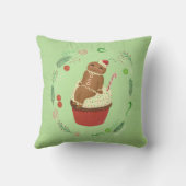 かわいいジンジャーブレッドマングリーン装飾用クッション クッション (裏面)