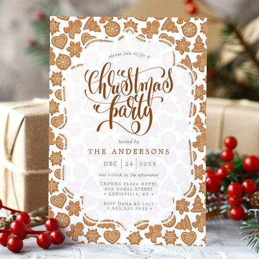 かわいいジンジャーブレッドマンコokiesのクリスマスパーティー 招待状
