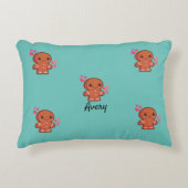 かわいいジンジャーブレッドマンハートと花 アクセントクッション (正面)