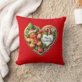 かわいいジンジャーブレッドマンハートメリークリスマスレッド クッション (ブランケット)