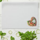 かわいいジンジャーブレッドマンハートメリークリスマス キッチンタオル (折り畳み)