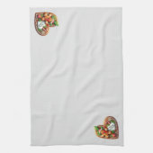 かわいいジンジャーブレッドマンハートメリークリスマス キッチンタオル (縦)