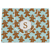 かわいいジンジャーブレッドマンパターンクリスマスホリデー ラージペーパーバッグ (正面)