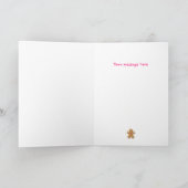 かわいいジンジャーブレッドマンピンククリスマス シーズンカード (内部)