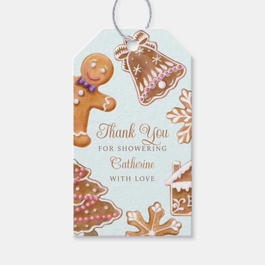 かわいいジンジャーブレッドマンベイビーシャワーありがとう ギフトタグ (正面)