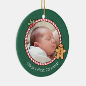 かわいいジンジャーブレッドマンベビーの初めてのクリスマス写真 セラミックオーナメント (右)
