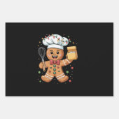 かわいいジンジャーブレッドマンベーカーのクリスマスシェフベイク ラッピングペーパーシート (正面)