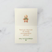 かわいいジンジャーブレッドマンボーイクリスマス赤ちゃんシャワー サンキューカード (内部)