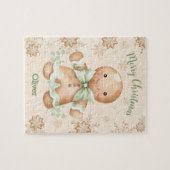 かわいいジンジャーブレッドマンボーイ名クリスマス ジグソーパズル (横)