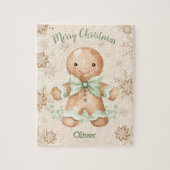 かわいいジンジャーブレッドマンボーイ名クリスマス ジグソーパズル (縦)