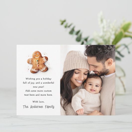 かわいいジンジャーブレッドマンメリークリスマスフォト シーズンカード (スタンド正面)