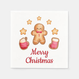 かわいいジンジャーブレッドマンメリークリスマス スタンダードカクテルナプキン