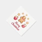 かわいいジンジャーブレッドマンメリークリスマス スタンダードカクテルナプキン (角)