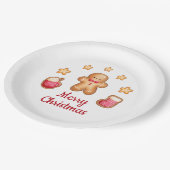 かわいいジンジャーブレッドマンメリークリスマス ペーパープレート (アングル)