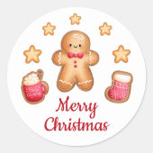かわいいジンジャーブレッドマンメリークリスマス ラウンドシール (正面)