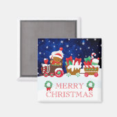 かわいいジンジャーブレッドマン列車メリークリスマス マグネット (正面/裏面)