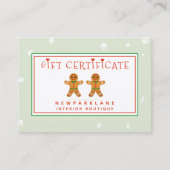 かわいいジンジャーブレッドマン – クリスマスギフト券 名刺 (正面)