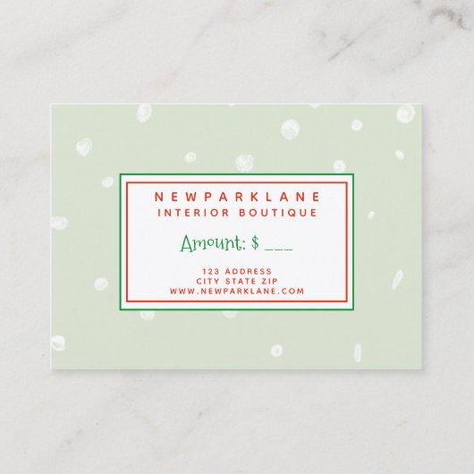 かわいいジンジャーブレッドマン – クリスマスギフト券 名刺 (裏面)