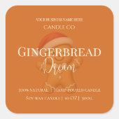 かわいいジンジャーブレッドマン クリスマス キャンドルラベル スクエアシール (正面)