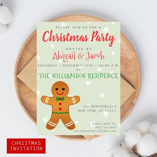 かわいいジンジャーブレッドマン | サージグリーン クリスマスパーティー 招待状