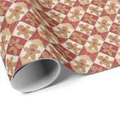 かわいいジンジャーブレッドマン パッチワーク クリスマス ラッピングペーパー (ロールコーナー)