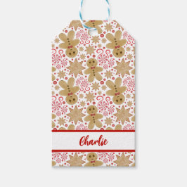 かわいいジンジャーブレッドマン&ペパーミントキャンディークリスマス ギフトタグ