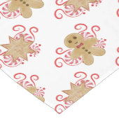 かわいいジンジャーブレッドマン&ペパーミントキャンディークリスマス ショートテーブルランナー (コーナー)