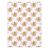 かわいいジンジャーブレッドマン&ペパーミントキャンディークリスマス テーブルクロス (正面)